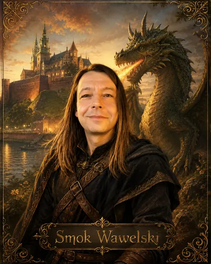 Bajkowy portret AI w klimacie Smoka Wawelskiego